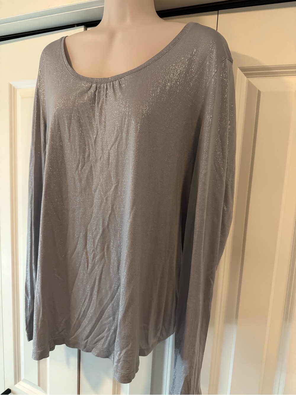Chicos silver metallic shimmer blouse top large L